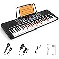 Vangoa 61-Key Light-Up Keyboard Piano for Beginners, 350 Tones & Timbres, 3 Teaching Modes, With Microphone, Black