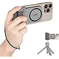 KIWIFOTOS for Magsafe Phone Camera Grip Magnetic Phone Tripod Handle with Bluetooth Remote & Tripod Mount Adapter for iPhone 16 Pro Max Samsung Smartphone Vlog Video Shooting (Gray)