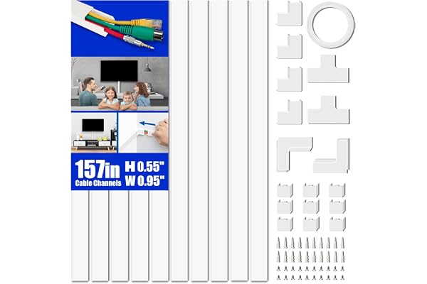 Delamu Cord Hider, 157in Cord Cover Wall, Premium Cord Covers for Wires on Wall, Cable Concealer Hider Kit for Hiding Wires i