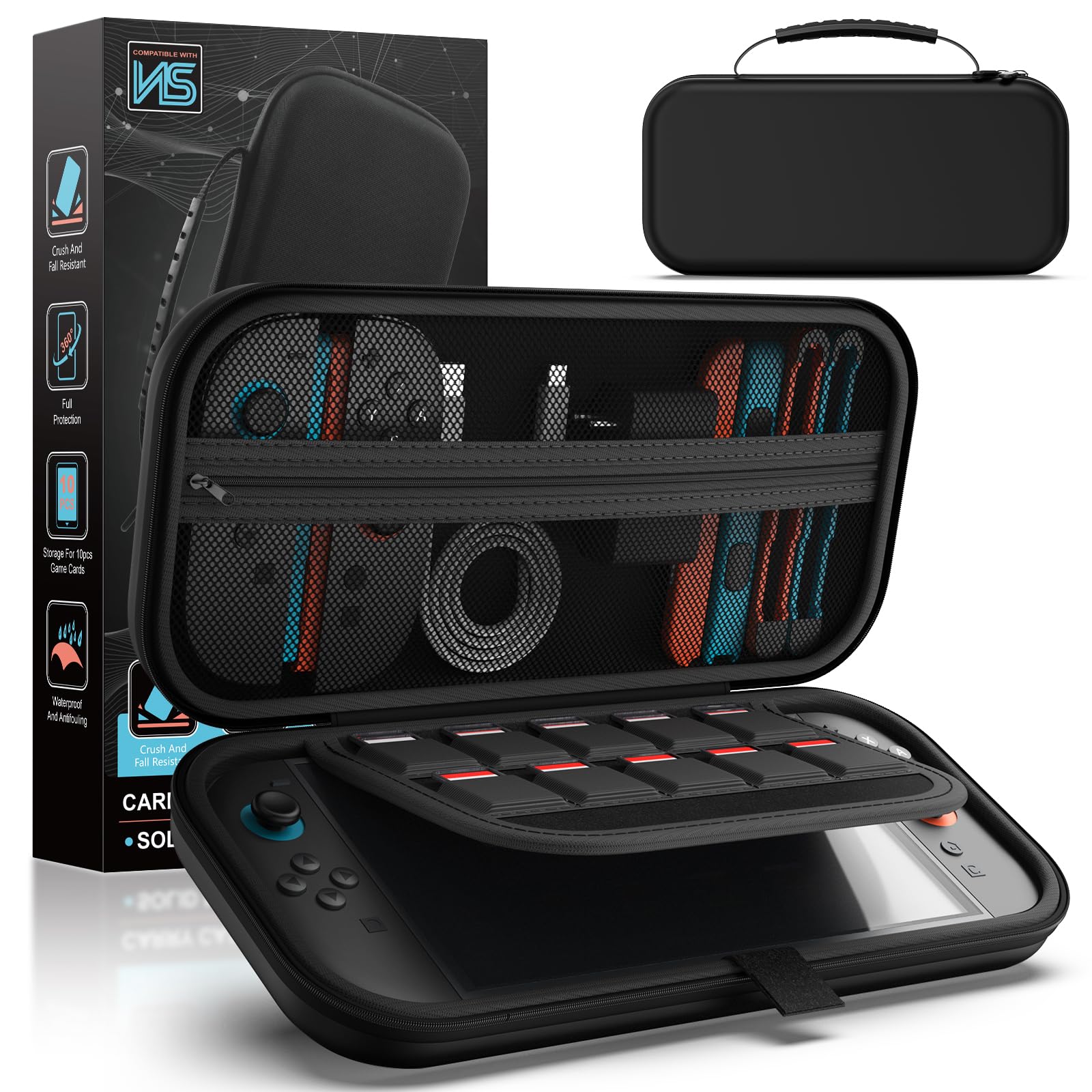Photo 1 of XIONZIJA Carrying Case for Nintendo Switch 2 with Snowflake Velvet Lining & PU Protective Hard Shell - Portable Switch 2 Travel Case with 10 Game Card Slots and Pockets for Console and Accessories.