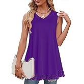 Afibi Women Summer Dressy V Neck Tank Top Loose Fit Flowy Sleeveless Shirt