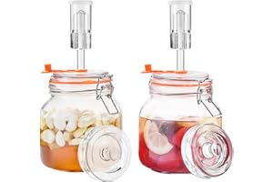 Jillmo 1 Liter Fermentation Jar, Square Glass Fermenting Kit with Weight for Making Sauerkraut, Hot Sauce, Mead, Cider and Mo