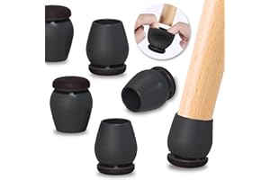 Ezprotekt 24 Pcs Black Chair Leg Floor Protectors for Hardwood Floors, Felt Furniture Pads Caps Covers, Bar Stool Floor Protectors Cups for Dining Table Desk Chair (Fit 0.83 "- 1.02", 21-26mm)