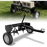 40" Tow Behind Aerator, Pull Behind Lawn Aerator Tool with Universal Hich, 24 Rust-Proof Knives &amp; Heavy-Duty Tires, Plug Aerator for Yard &amp; Garden Compacted Soil, Fits Lawn Tractors, ATV, UTV, Black