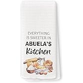 QZQE Abuela Gifts Kitchen Towels, Nonna Memaw Dish Tea Towels for Bathroom Kitchen, Grandma Gifts from Grandkids Decorative Hand Towel 16x24 Inch