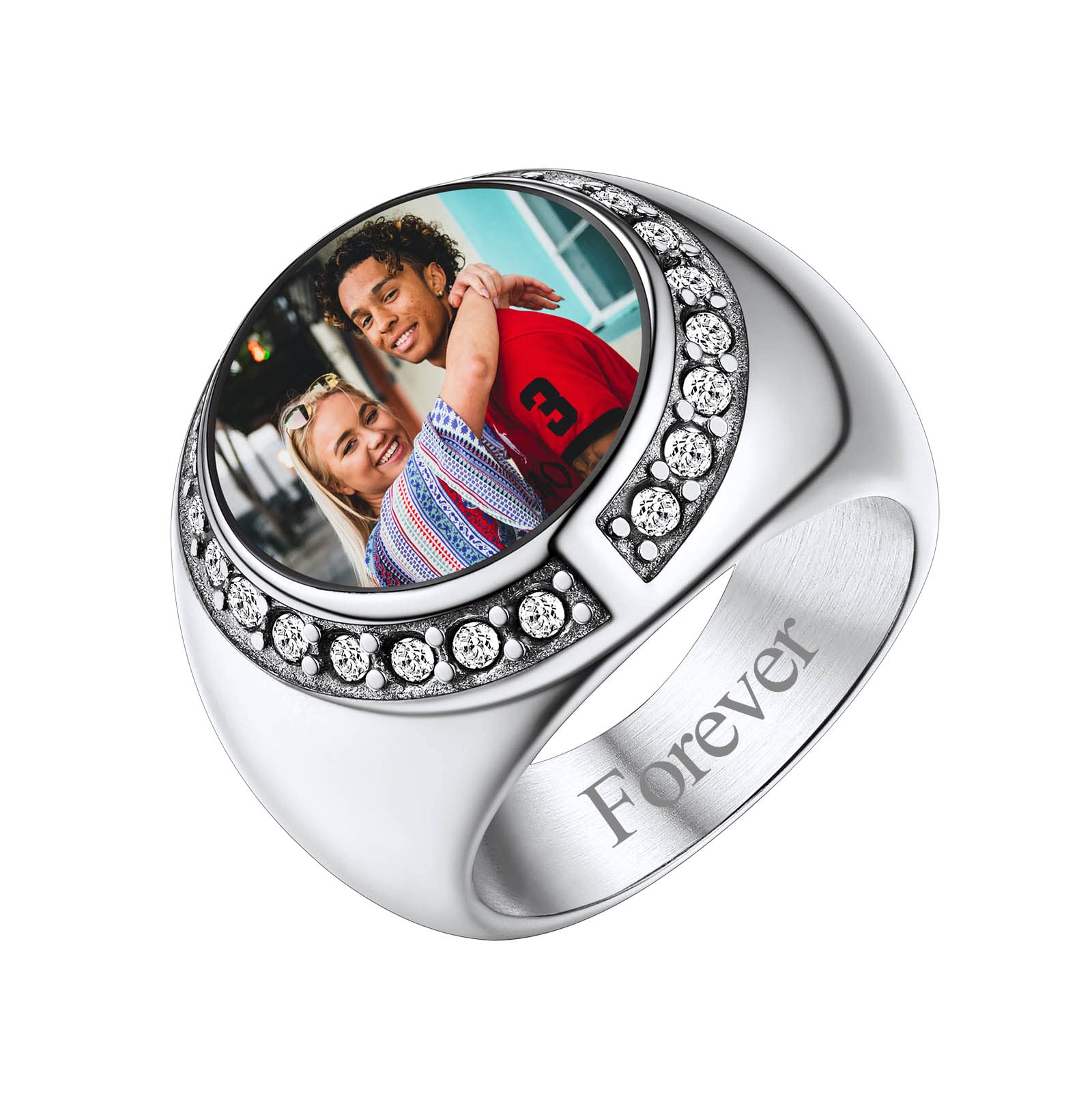 FindChic Customized Round Signet Rings with Photo