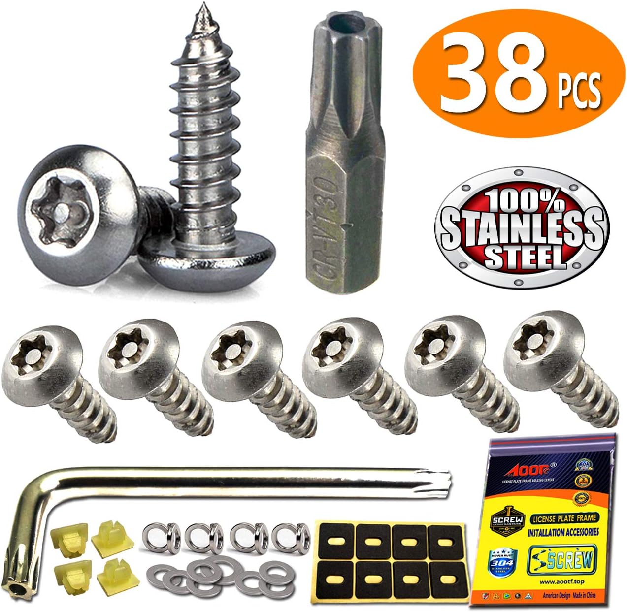 Anti Theft License Plate Screws Stainless Steel License