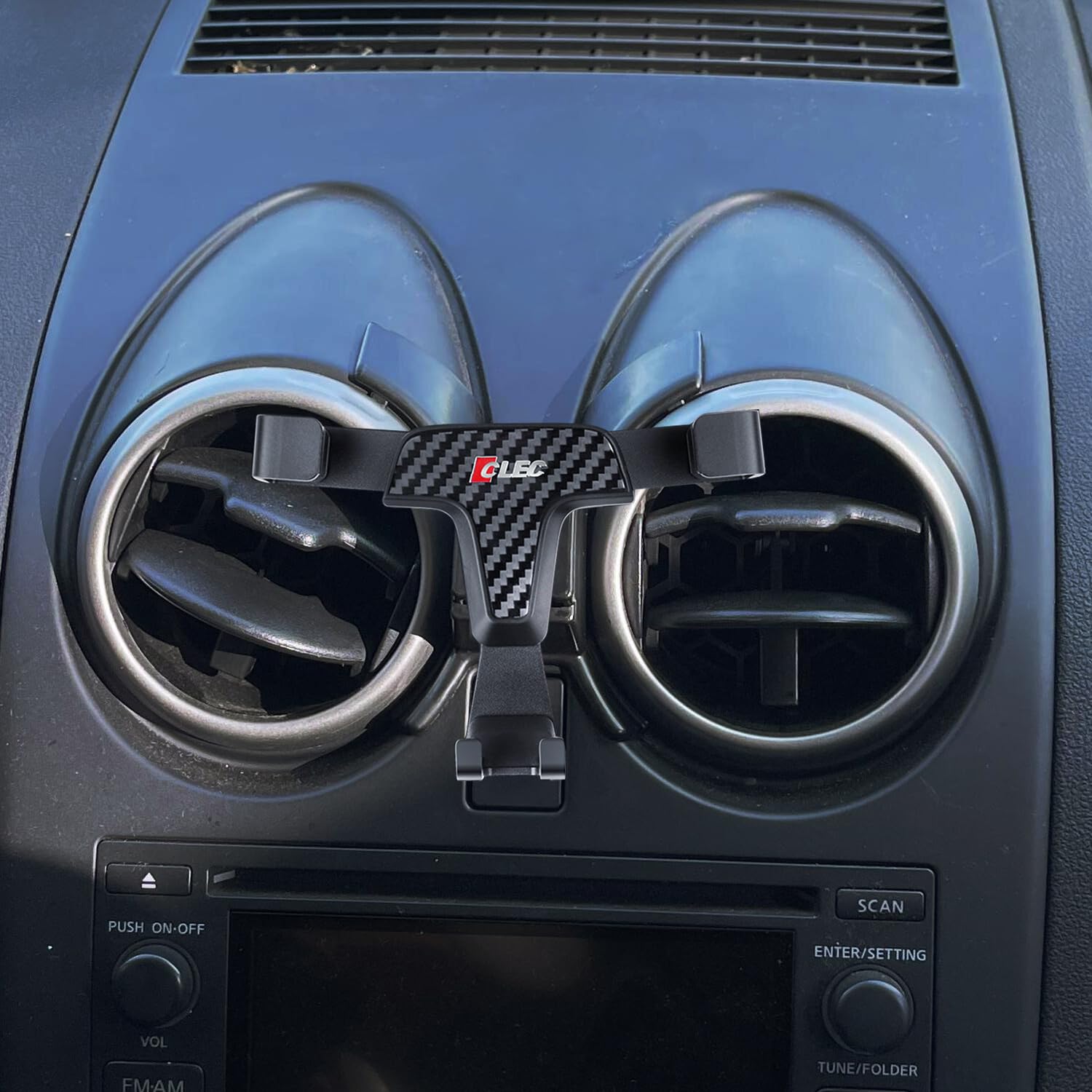 Autophoton Car Phone Holder for Qashqai J10 2006-2013 Air Vent Mount Clips Mobile Phone Holder Gravity Smartphone Cradle (Carbon Fiber Look)