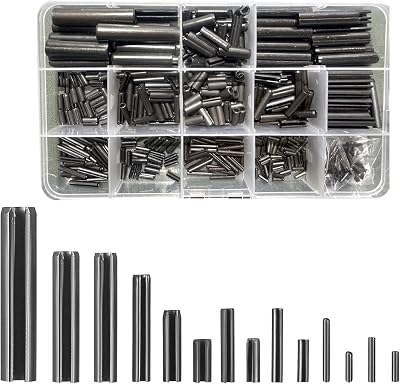 Lemiyoo 602 Pcs Roll Pins Assortment Set Steel Slotted Spring Pins M1.5–M8