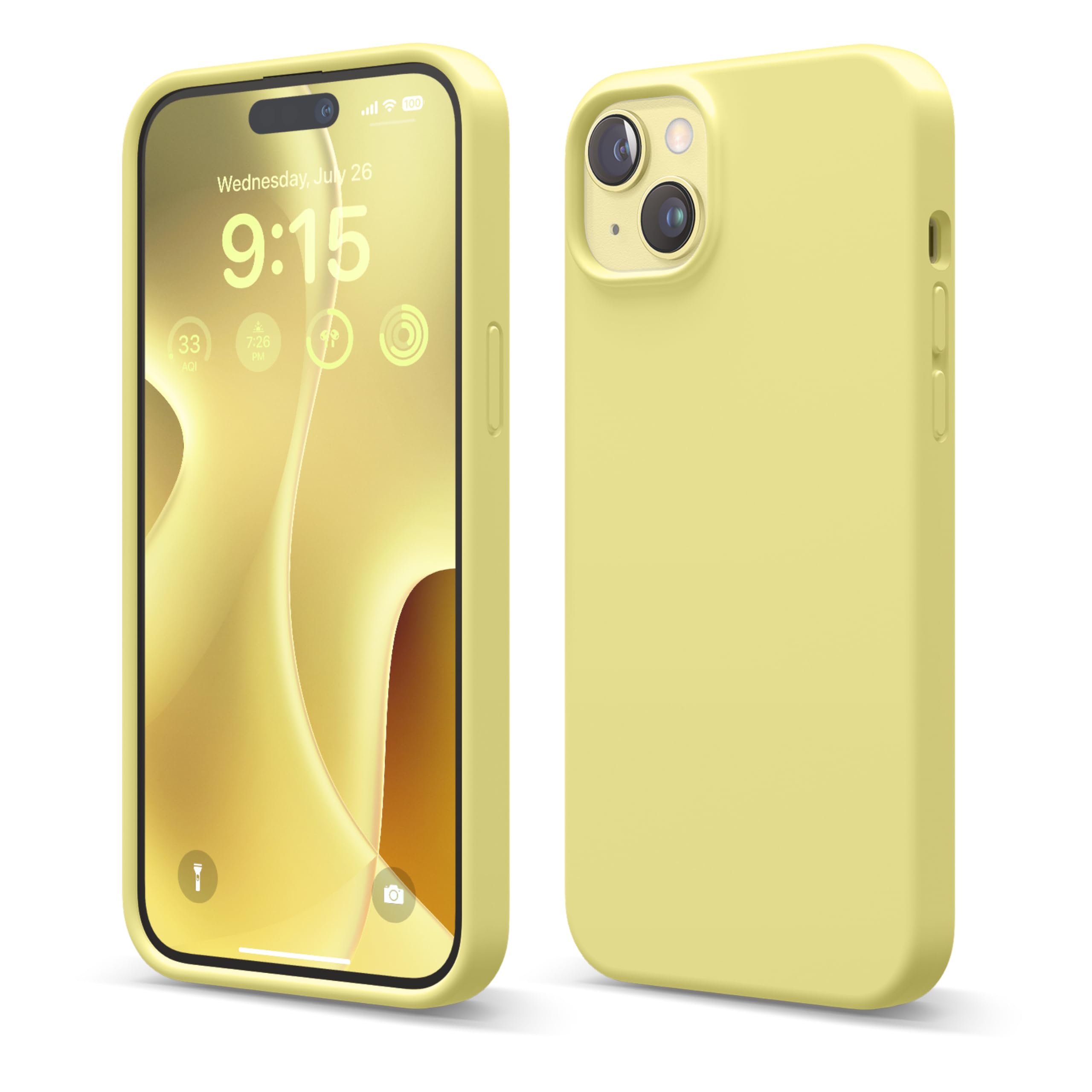 elago Liquid Silicone Case Compatible with iPhone 15 Plus Case, Premium Silicone, Full Body Protective Cover [4 Layer Shockproof Structure], Anti-Scratch Soft Microfiber Lining (Yellow) — image 1