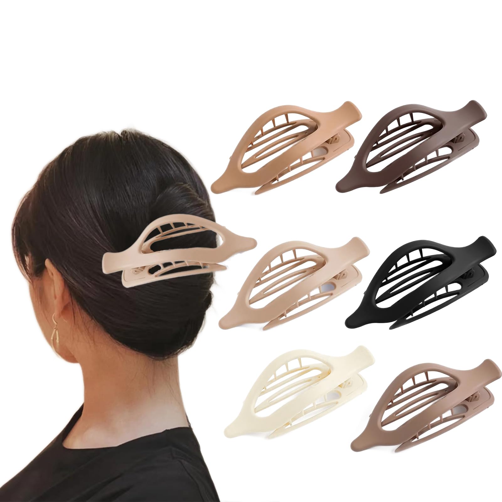 6 Pack Vintage French Design Side Slide, Hair Slides for Women Large Hair Clips Flat Hair Clips Strong Hold Curved Claw Clips