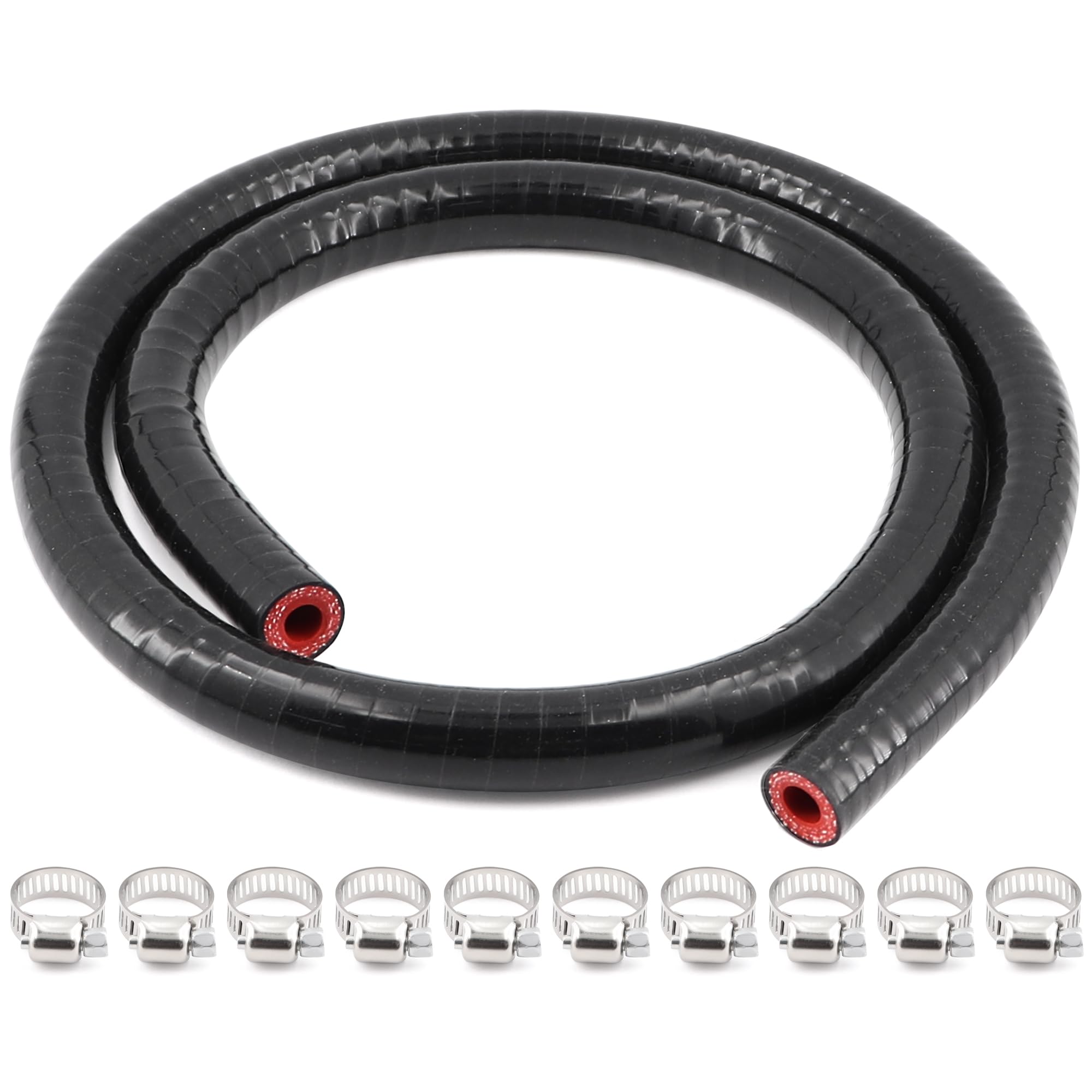 Photo 1 of TuoLauthon 3-Ply ID 5/16 Inch Silicone Coolant Hose,Length 3.3Ft(1m) Wall Thickness 4.5mm,High Performance Radiator Universal Straight Coupler Reinforced Rubber Tube with 10Pcs Clamps