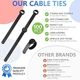Armiz 100 x Reusable Cable Straps Black Adjustable Hook & Loop 12mm x 150mm view 3