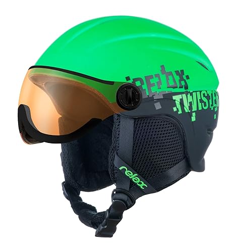 Relax Kinder Skihelm mit Visier | Snowboardhelm | Skihelmet | Race-Helm für Mädchen und Jungen
