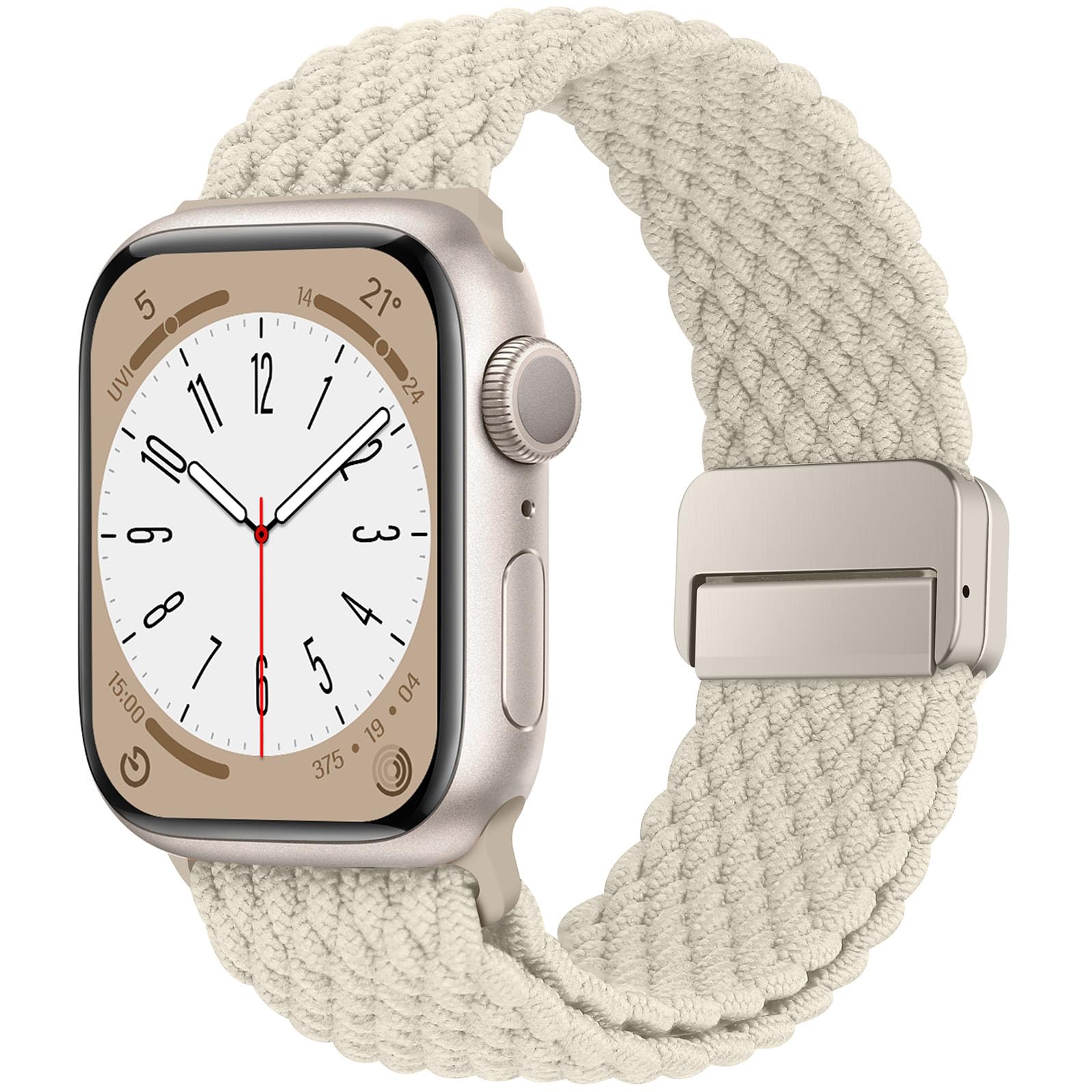 HITZEE Compatible with Apple Watch Strap 49/46/45/44/42/41/40/38, Nylon Stretchy Braided Band Magnetic Clasp Designed for iWatch Ultra 3/2/1 Series 11 10 9 8 7 SE3 6-1 (42/44/45/46/49, Starlight)