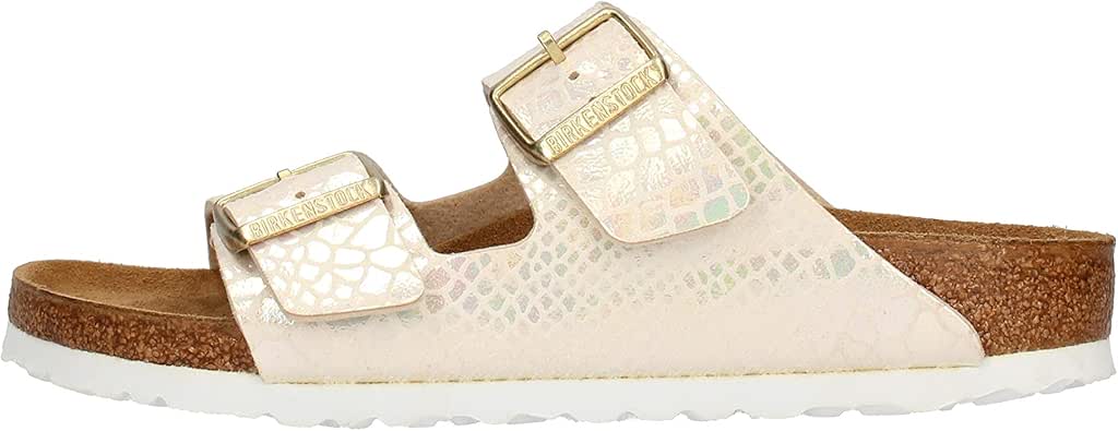 shiny snake cream birkenstock arizona