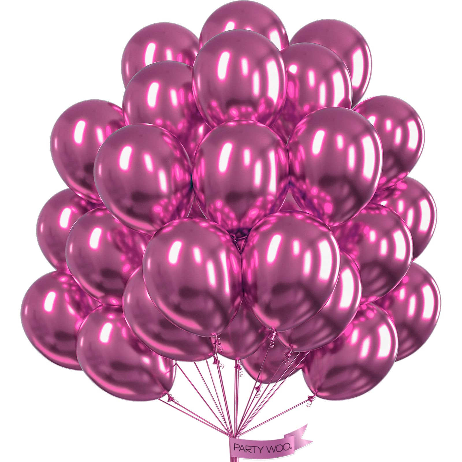 Photo 1 of PartyWoo Metallic Hot Pink Balloons 50 pcs 12 Inch Metallic Pink Magenta Fushsia Latex Helium Balloons for Birthday Valentine's Day Bachelorette Wedding Baby Shower Party Decorations Pink-G114