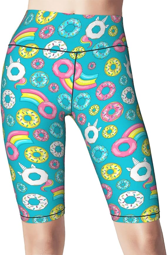 Donut Unicorn Yoga Shorts for Women High
