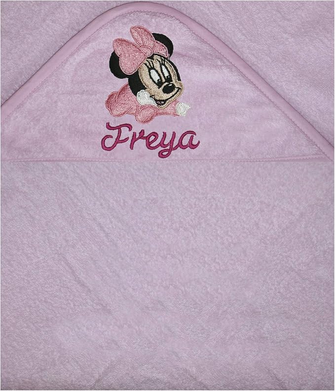 Disney Personalised 100 Cotton Baby Hooded Bath Towels (Minnie Mouse