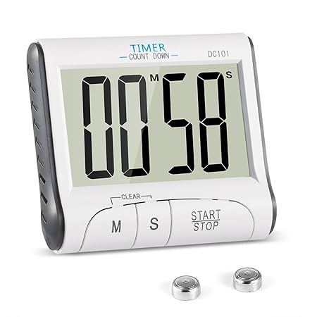 DerrySun Digitaler Küchentimer Magnetisch Kurzzeitmesser küche Elektronischer Timer und Stoppuhr mit Großem LCD Display 24H M