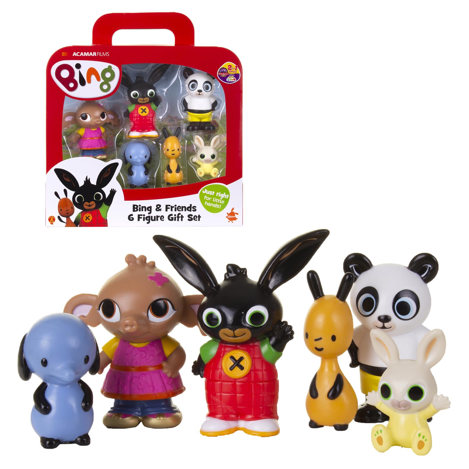 Giochi Preziosi Bing Figures Set - 6 Characters: Flop, Sula, Amma, Pando, Padget - Coloured, 8cm High, Ages 18+ Months