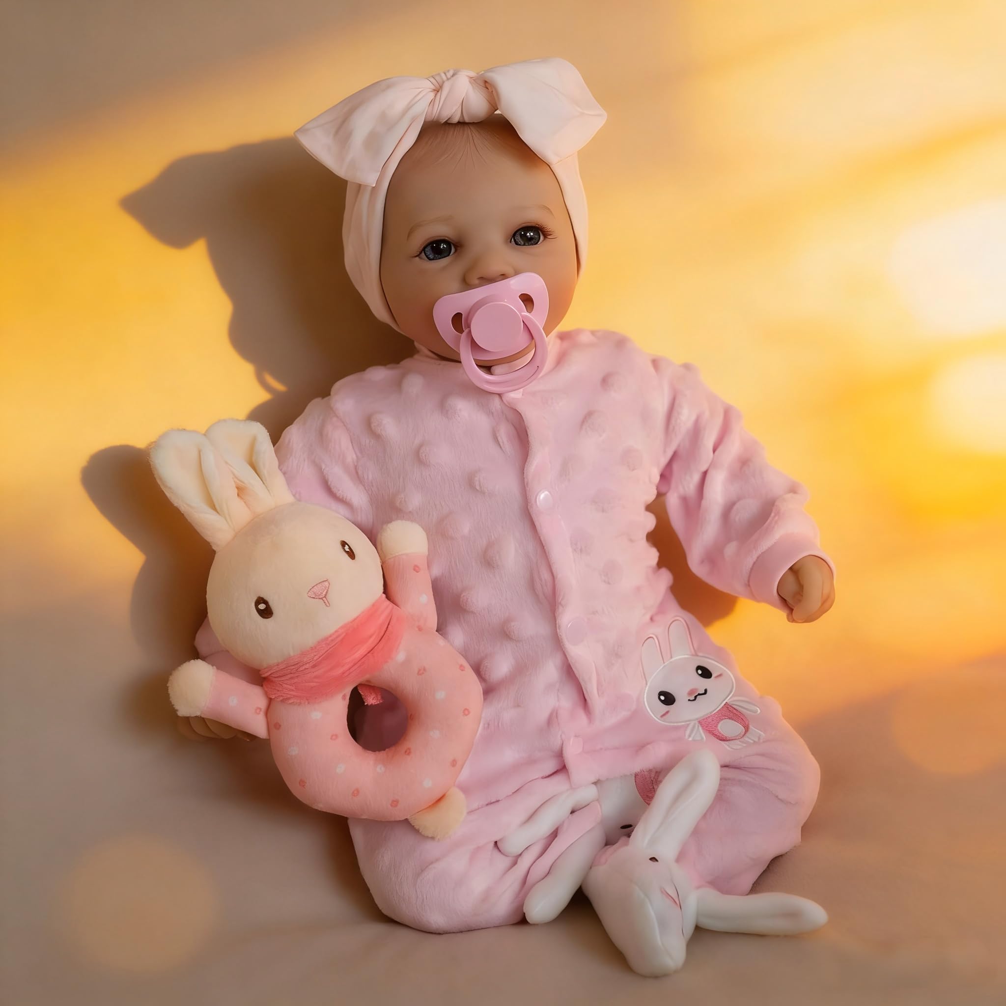 iCradle Reborn Dolls Reborn Baby Dolls Sunny 19 inch Realistic Newborn Girls Lifelike Real Baby Open Eye Softness Cloth Body that Look Cute Toddler For Kids Age 3+