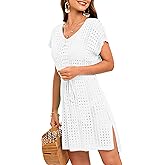 Jhsnjnr Women's Crochet Beach Dresses Tie Waist Swimsuit Coverup Swimwear Bathing Suit Cover Ups
