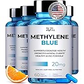 Ultimate Methylene Blue Capsule Form with Added Vitamin C Ester for Enhanced Absorption, Brain Supplement, Memory, Focus, Clarity, Cognitive - Brain Booster Supplement Energy Pills | 240 Servings