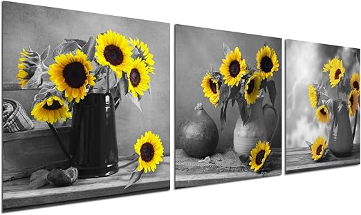 Amazon Com Sunflower Decor Wall Art Prints Floral Vase With