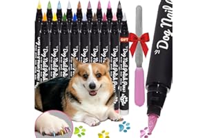 loqpol 18 Metallic & Matte Colors Dog Nail Polish Pens Quick Dry with Dog Nail File, Non Toxic Glitter Dog Safe Nail Polish, Easy to Apply Pet Safe Accessories for Small and Large Puppies