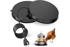 ZIMOMOTA Chicken Water Heater for Winter, 110W Heated Poultry Waterer Base with Thermostat, 11 Inch Poultry Winter Deicer Heated Base with 9.8ft Power Cord, 2PCS (Black)
