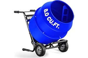 BSMTEK 200L Electric Concrete Mixer, 8.0 Cubic Ft, 1HP. 1000W Portable Electric Poly Drum Concrete Mixer, Heavy Duty Power Cement Mixing Machine for Mortar, Stucco and Fodder-2026 Update