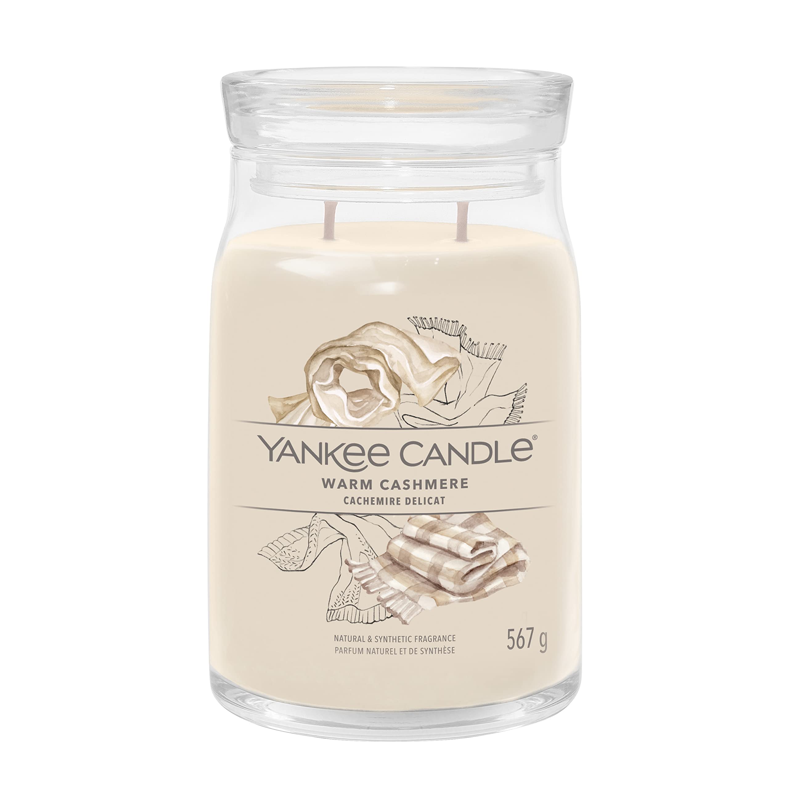 Yankee Candle Signature Scented Candle | Warm Cashmere Large Jar Candle with Double Wicks | Soy Wax Blend Long Burning Candle