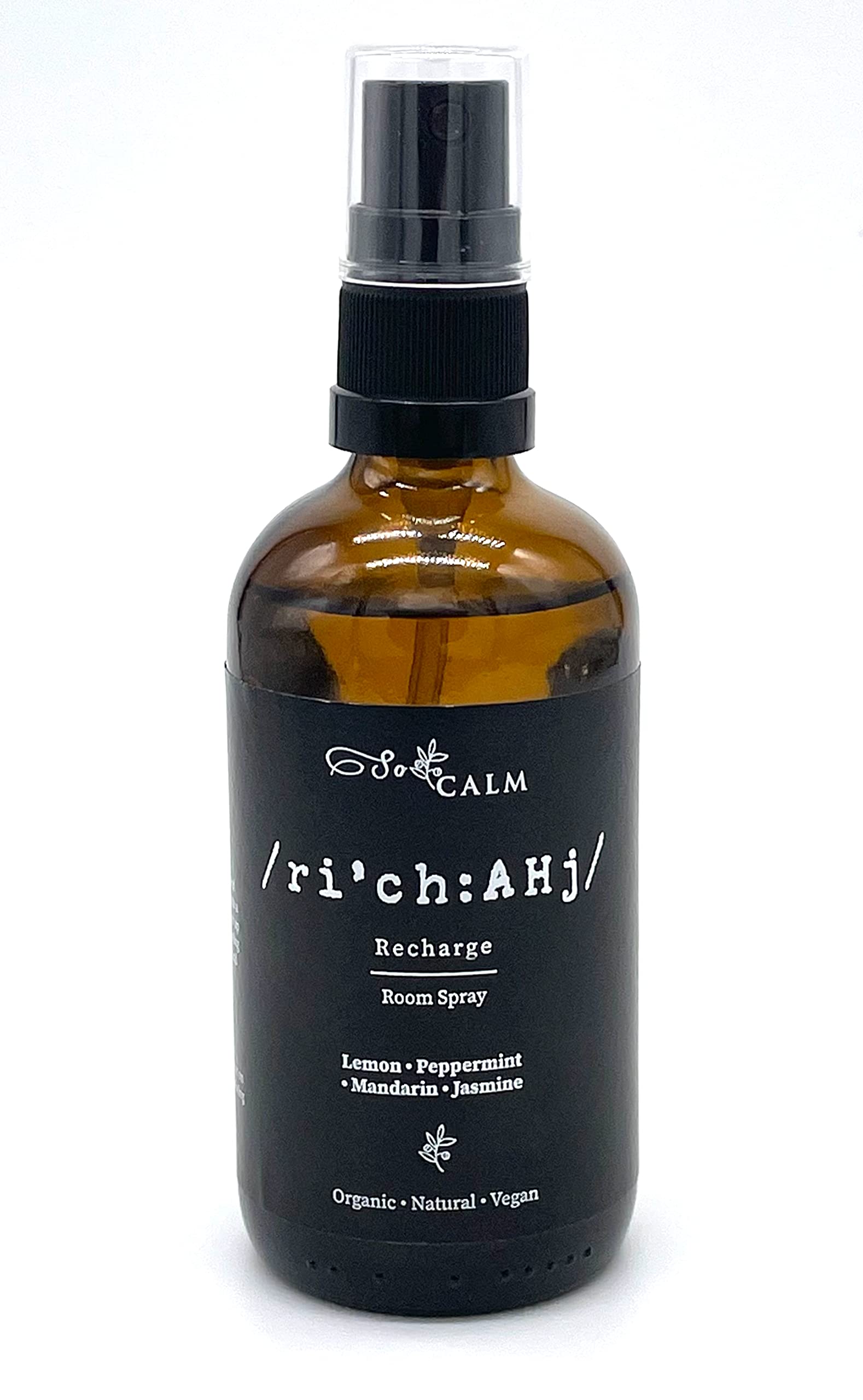 SO CALM Recharge Lemon & Peppermint Essential Oil Room and Linen Spray 100% Natural & Eco Friendly 100ml