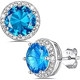 Bestyle Authentic 925 Sterling Silver 2 Carat Birthstone Earrings for Women, More Sparkle Heart/Round Solitaire Diamond Studs Earrings, Great Birthday/Christmas/Anniversary Jewelry for Wife Mother