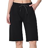 SPECIALMAGIC Cotton Sweat Shorts with Pockets for Women 10" Athletic Lounge Sports Workout Bermuda Knee Shorts