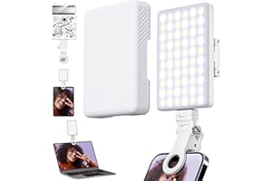 Syntech Selfie Light, 60 LED High Power Rechargeable Clip Light with Soft Diffuser, CRI 95+, Adjusted 3 Light Modes for Phone, iPhone, iPad, Laptop, Video Light for Makeup, TikTok, Live Stream, Vlog