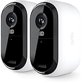Arlo Essential Security Camera 2K | Outdoor-Indoor | 2nd Gen | Wireless with Spotlight, 2-Way Audio, Color Night Vision, Live Stream, Motion Activation, Real Time Notifications - White, 2 Camera