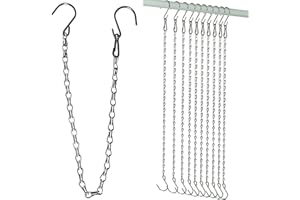 HEDGBOBO 10 Pack SIL Storagehook Silver Hanging Chains with Hooks, Grow Lights Chain adjusable fit bird feeders for outdoors, Plant hanger indoor, Hanging Planter, Wind Chime, Pendant light, Christmas wreath