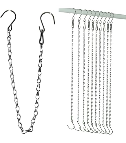 Lot De 10 Chaînes Décoratives Colorées En Métal Argenté - Pour Suspendre Mangeoires à Oiseaux, Plantes, Ornements, Tableaux - Longueur Variable, Avec Crochets