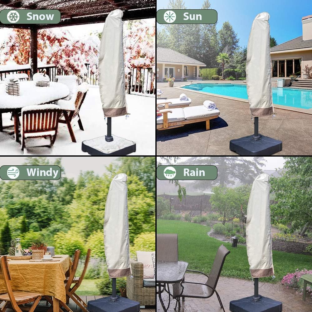 Aok Garden Outdoor Umbrella Covers Offset Patio Oxford Fabric Waterproof Covers For 8 To 11 Ft Umbrella Grey Patio Lawn Garden Umbrellas Shade