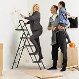 BONTEC 4 Step Folding Ladder 150kg Heavy Duty with Tool Tray and Handrail view 2