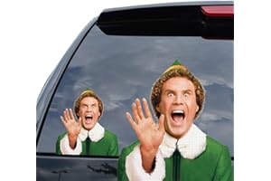 Senksll Buddy The Elf Excited Perforated See-Thru Decal, Funny Christmas Window Sticker Car Sticker Window Decal Wall Art