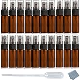 Elfenstall- 20pcs Amber 5ml 1/6oz Atomizer Vial Glass Bottle Spray Refillable Perfume Empty Fine Mist Sample Bottle Clean Cloth Free 3ML Pipette for Travel Party