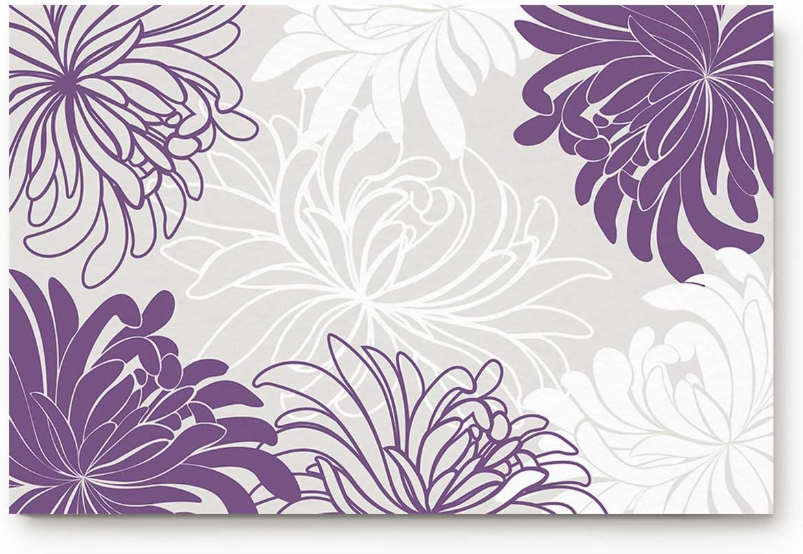 Miss Sweetheart Welcome Entrance Doormat for Indoor-Floral Printed Daisy Pattern White Gray Purple,Luxury Non-Slip Rubber Cushioned Floor Mat for Front Door/Bedroom/Living Room Decor