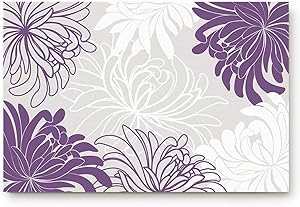 Miss Sweetheart Welcome Entrance Doormat for Indoor-Floral Printed Daisy Pattern White Gray Purple,Luxury Non-Slip Rubber Cushioned Floor Mat for Front Door/Bedroom/Living Room Decor