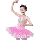 ORIDOOR Girl's Camisole Skirted Leotard Ballet Lace Sequin Tutu Swan Costumes Competition Skirt Dress