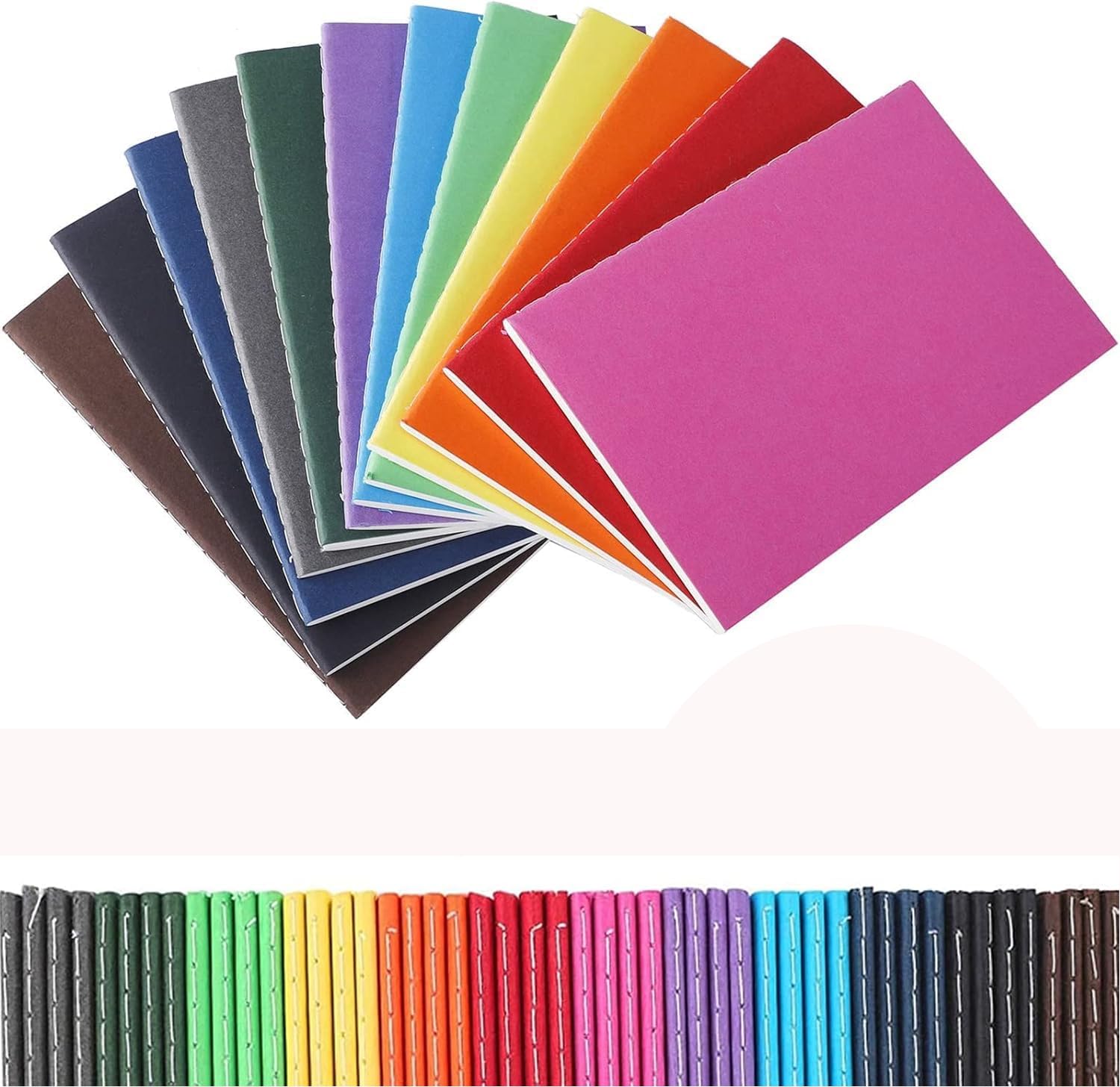 LYCN 48Pcs A6 Mini Notebooks Bulk, Small Lined Notepads Colourful Pocket Size Journal Notepads Multipack for Drawing Memo Office School Students Making Plans, 24 Sheets/48 Pages (14×9cm)