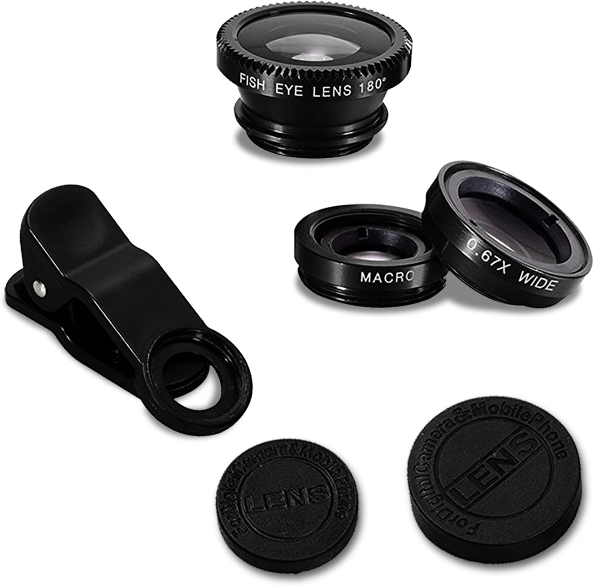 Mobi Lock 3-in-1 Clip-on HD Camera Lens with 180 Degree Fish Eye Lens, 0.67X Wide Angle and 10X Macro Lens for All iPhones, iPads, Smartphones and Other Tablets