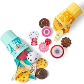 Melissa &amp; Doug Play to Go Food Cups 2-Pack Toy Bundle | Pretend Play Food, Plush Ice Cream, Wooden Cakes and Candle, Cups With Fidget Toy Lids, Preschool Toys for Kids, Ages 3+